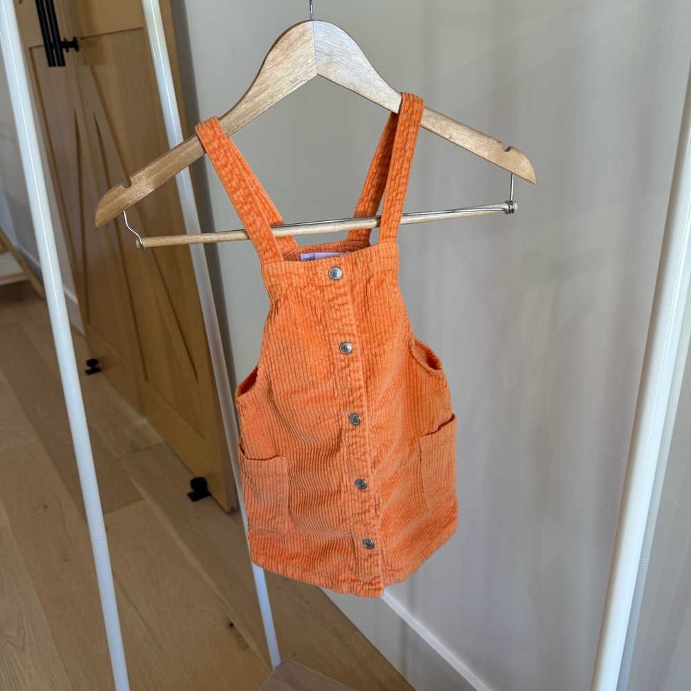 Zara Vibrant Orange Corduroy Overall Dress
